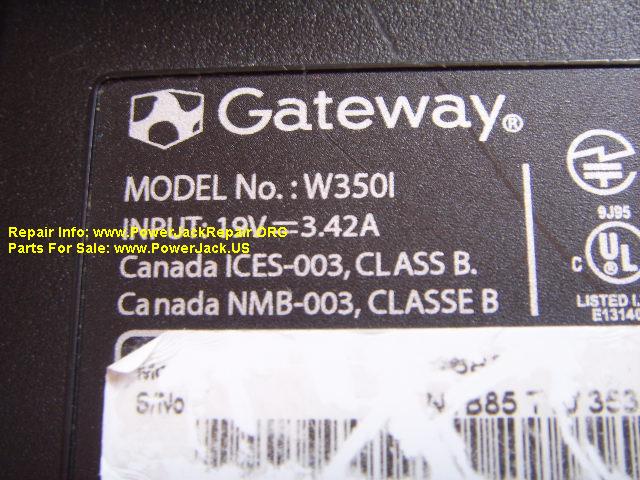 Gateway Model No W350L 350I W350l t-series