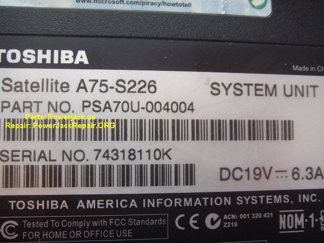 a75-s226 model of toshiba port connector socket replacement